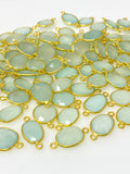 5Pcs/10Pcs Aqua Chalcedony Connectors, 14K Gold Plated over Sterling Silver, Bulk Wholesale Jewelry Supplies, 20x10mm- 23x13mm
