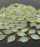 5Pcs/10Pcs Aqua Chalcedony Connectors, 14K Gold Plated over Sterling Silver, Bulk Wholesale Jewelry Supplies, 20x10mm- 23x13mm