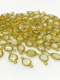 5Pcs/10Pcs Lemon Topaz Connectors, 14K Gold Plated over Sterling Silver, Bulk Wholesale Jewelry Supplies, 17x9mm- 20x11mm