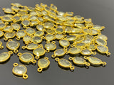 5Pcs/10Pcs Lemon Topaz Connectors, 14K Gold Plated over Sterling Silver, Bulk Wholesale Jewelry Supplies, 17x9mm- 20x11mm