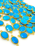 5Pcs/10Pcs Turquoise Howlite Gemstone Connector, Bulk Wholesale Jewelry Supplies, 19x10mm - 22x13mm