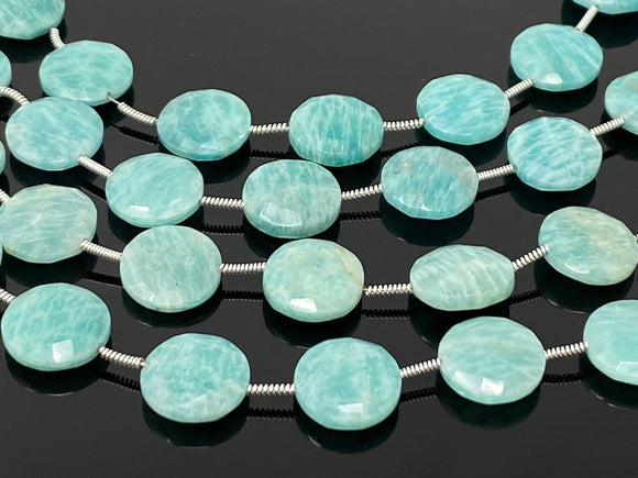 Amazonite Gemstone Beads, Peruvian Amazonite Beads, Jewelry Supplies, Wholesale Bulk Beads, 14mm -14.5mm, 7.75
