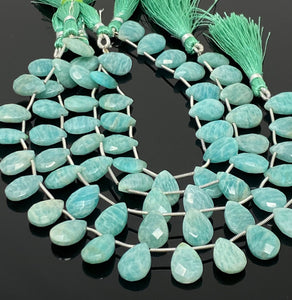 Amazonite Gemstone Beads, Peruvian Amazonite Beads, Jewelry Supplies, Wholesale Bulk Beads, 14x9.5mm -14.5x10mm, 8" Strand