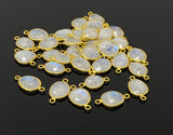 5 Pcs/ 10 Pcs Rainbow Moonstone Connectors, Gemstone Connectors, 14K Gold Plated over Sterling Silver, 17x9mm - 22x14mm