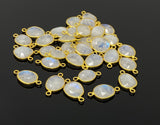 5 Pcs/ 10 Pcs Rainbow Moonstone Connectors, Gemstone Connectors, 14K Gold Plated over Sterling Silver, 17x9mm - 22x14mm