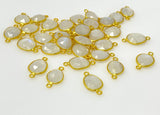5 Pcs/ 10 Pcs Rainbow Moonstone Connectors, Gemstone Connectors, 14K Gold Plated over Sterling Silver, 17x9mm - 22x14mm