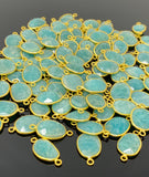 5pcs/10Pcs Natural Amazonite Gemstone Connectors, 14K Gold Plated over Sterling Silver, Jewelry Supplies, 18x11mm - 25x15mm