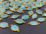 5pcs/10Pcs Natural Amazonite Gemstone Connectors, 14K Gold Plated over Sterling Silver, Jewelry Supplies, 18x11mm - 25x15mm