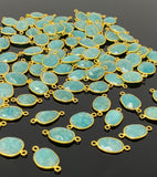 5pcs/10Pcs Natural Amazonite Gemstone Connectors, 14K Gold Plated over Sterling Silver, Jewelry Supplies, 18x11mm - 25x15mm