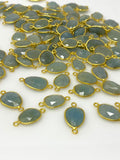 5Pcs/10Pcs Natural Aquamarine Gemstone Connectors, 14K Gold Plated over Sterling Silver, 18x10mm-22x14mm