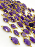 5 Pcs/10 Pcs Amethyst Gemstone Connector, 14K Gold Plated over Sterling Silver, Bulk Wholesale Jewelry Supplies, 18x9mm- 22x14mm