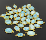10 Pcs Larimar Gemstone Connector - 14K Gold Plated 925 Sterling Silver, Bulk Wholesale DIY Jewelry Making Supplies, Chakra Healing Crystal