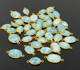 10 Pcs Larimar Gemstone Connector - 14K Gold Plated 925 Sterling Silver, Bulk Wholesale DIY Jewelry Making Supplies, Chakra Healing Crystal