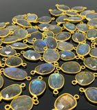 5Pcs/10PcsLabradorite Connectors, Gemstone Connectors, Bulk Wholesale Jewelry Supplies, 19x10mm - 25x12.5mm