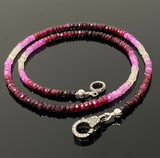 17.5" Genuine Ruby Necklace with Pave Diamond Clasp, Natural Shaded Ruby Gemstone Necklace, July Birthstone Jewelry