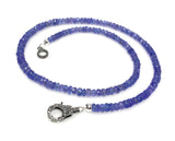 17.5” Genuine Tanzanite Necklace with Pave Diamond Clasp, Natural Tanzanite Necklace, AAA Grade, Gifts for Her