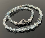 17.5” Moss Aquamarine Necklace with Pave Diamond Clasp, Aquamarine Necklace, Gifts for Her