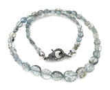 Moss Aquamarine Necklace with Pave Diamond Clasp, Aquamarine Necklace, Birthstone Jewelry, Pave Diamond Gemstone Beaded Necklace Gifts