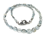 17.5” Moss Aquamarine Necklace with Pave Diamond Clasp, Aquamarine Necklace, Gifts for Her