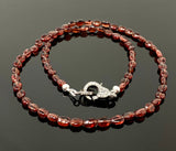 Garnet Necklace with Pave Diamond Clasp, Garnet Gemstone Necklace, Gifts for Her, Birthstone Beaded Jewelry