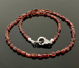 Garnet Necklace with Pave Diamond Clasp, Garnet Gemstone Necklace, Gifts for Her, Birthstone Beaded Jewelry