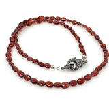 Garnet Necklace with Pave Diamond Clasp, Garnet Gemstone Necklace, Gifts for Her, Birthstone Beaded Jewelry