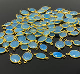 5Pcs/10Pcs Blue Chalcedony Connectors, 14K Gold Plated over Sterling Silver, Bulk Wholesale Jewelry Supplies, 17X9mm- 22x14mm