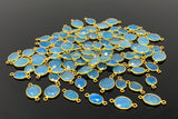 5Pcs/10Pcs Blue Chalcedony Connectors, 14K Gold Plated over Sterling Silver, Bulk Wholesale Jewelry Supplies, 17X9mm- 22x14mm