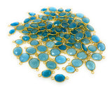 5Pcs/10Pcs Blue Chalcedony Connectors, 14K Gold Plated over Sterling Silver, Bulk Wholesale Jewelry Supplies, 17X9mm- 22x14mm