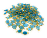 5Pcs/10Pcs Blue Chalcedony Connectors, 14K Gold Plated over Sterling Silver, Bulk Wholesale Jewelry Supplies, 17X9mm- 22x14mm
