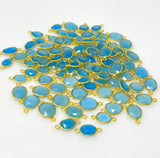 5Pcs/10Pcs Blue Chalcedony Connectors, 14K Gold Plated over Sterling Silver, Bulk Wholesale Jewelry Supplies, 17X9mm- 22x14mm