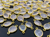 5Pcs/10 Pcs Rose Quartz Connectors, Gemstone Connector, Bulk Wholesale Jewelry Supplies, Gold over Plated Sterling Silver, 19x10mm - 20x13mm
