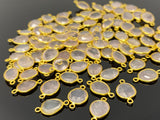 5Pcs/10 Pcs Rose Quartz Connectors, Gemstone Connector, Bulk Wholesale Jewelry Supplies, Gold over Plated Sterling Silver, 19x10mm - 20x13mm