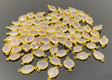 5Pcs/10 Pcs Rose Quartz Connectors, Gemstone Connector, Bulk Wholesale Jewelry Supplies, Gold over Plated Sterling Silver, 19x10mm - 20x13mm