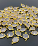 5Pcs/10 Pcs Rose Quartz Connectors, Gemstone Connector, Bulk Wholesale Jewelry Supplies, Gold over Plated Sterling Silver, 19x10mm - 20x13mm