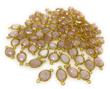 5Pcs/10 Pcs Rose Quartz Connectors, Gemstone Connector, Bulk Wholesale Jewelry Supplies, Gold over Plated Sterling Silver, 19x10mm - 20x13mm