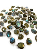 Labradorite Connectors, Gemstone Connectors, Silver Connectors, Bulk Wholesale Jewelry Supplies, 19x11mm - 22x13mm