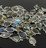 Labradorite Connectors, Gemstone Connectors, Silver Connectors, Bulk Wholesale Jewelry Supplies, 19x11mm - 22x13mm