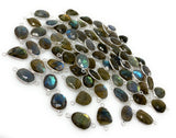 Labradorite Connectors, Gemstone Connectors, Silver Connectors, Bulk Wholesale Jewelry Supplies, 19x11mm - 22x13mm