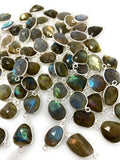 Labradorite Connectors, Gemstone Connectors, Silver Connectors, Bulk Wholesale Jewelry Supplies, 19x11mm - 22x13mm