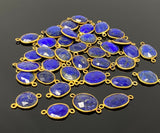 5Pcs/10Pcs Lapis Lazuli Connectors, Gemstone Connectors, 14K Gold Plated over Sterling Silver, Bulk Jewelry Supplies, 20x10mm - 24x15mm