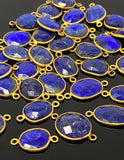 5Pcs/10Pcs Lapis Lazuli Connectors, Gemstone Connectors, 14K Gold Plated over Sterling Silver, Bulk Jewelry Supplies, 20x10mm - 24x15mm