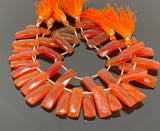 Natural Carnelian Beads, Gemstone Bar Beads, Jewelry Supplies, Bulk Wholesale Beads, 23x9mm- 25x10mm