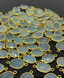 5Pcs/10Pcs Aqua Chalcedony Connectors, 14K Gold Plated over Sterling Silver, Bulk Wholesale Jewelry Supplies, 20x10mm- 23x13mm