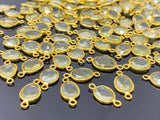 5Pcs/10Pcs Lemon Topaz Connectors, 14K Gold Plated over Sterling Silver, Bulk Wholesale Jewelry Supplies, 17x9mm- 20x11mm