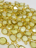 5Pcs/10Pcs Lemon Topaz Connectors, 14K Gold Plated over Sterling Silver, Bulk Wholesale Jewelry Supplies, 17x9mm- 20x11mm