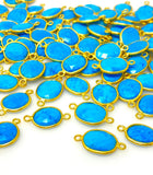 5Pcs/10Pcs Turquoise Howlite Gemstone Connector, Bulk Wholesale Jewelry Supplies, 19x10mm - 22x13mm