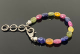 Genuine Multi Sapphire Gemstone Bracelet, Pave Diamond Adjustable Bracelet, Sapphire Jewelry, Gifts for Her