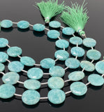 Amazonite Gemstone Beads, Peruvian Amazonite Beads, Jewelry Supplies, Wholesale Bulk Beads, 14mm -14.5mm, 7.75" Strand