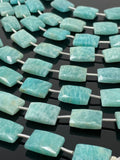 Amazonite Gemstone Beads, Peruvian Amazonite Beads, Jewelry Supplies, Wholesale Bulk Beads, 13x9mm -14x10mm, 7.5" Strand